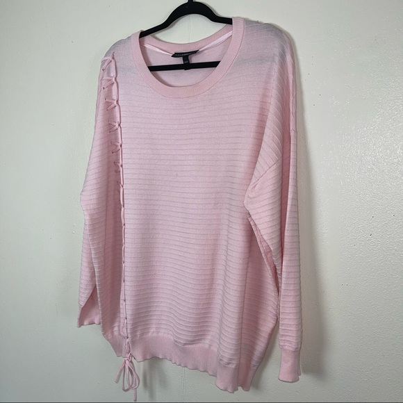 Lane bryant pink ribbed scoop neck long sleeve sweater size 18/20 - Picture 7 of 8